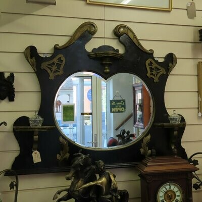Victorian Heart shaped Mirror With Ornate Ebonized Frame
