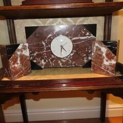 Marble Deco Style Mantle Clock with Garnitures