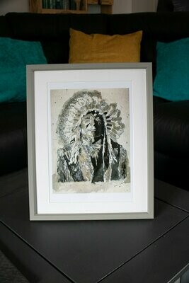 Native American - Ink Art Print - by local artist Louise Peacock