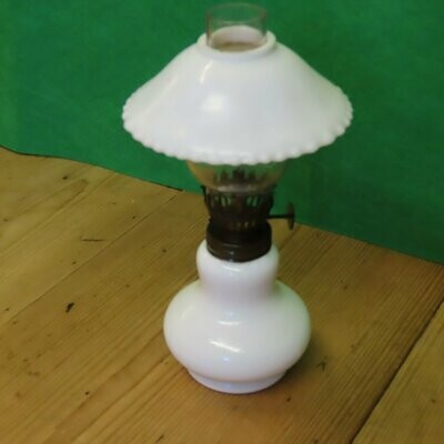 Pretty Little milk glass Victorian Oil lamp