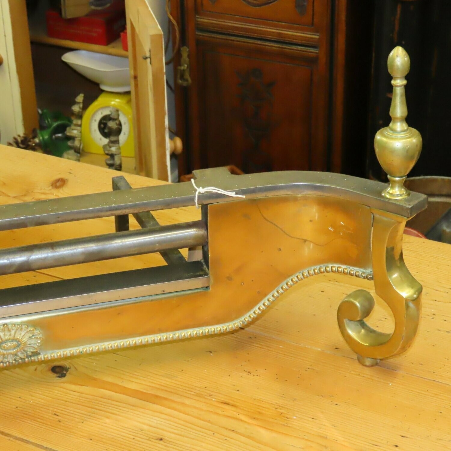 Original Art Deco Solid Brass Fire Fender. Very stylish
