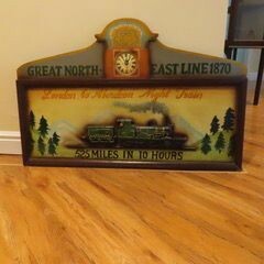 Vintage Style Railway Pub sign with Quartz clock