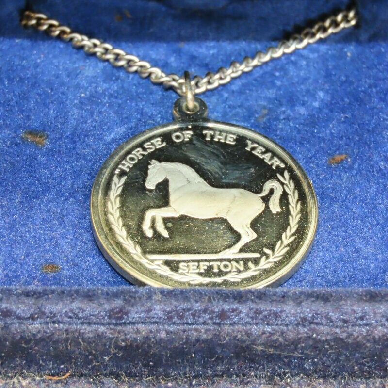 Silver Necklace and medallion commemorating  Sefton the Horse