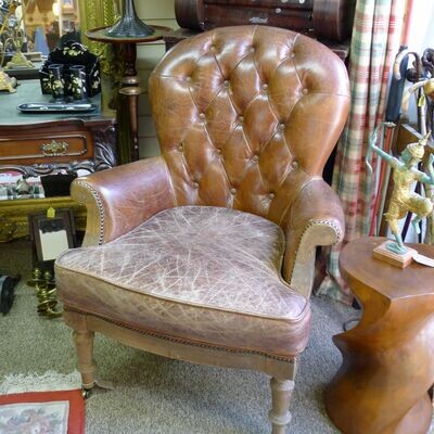 Designer Distressed Deconstructed Real leather arm chair