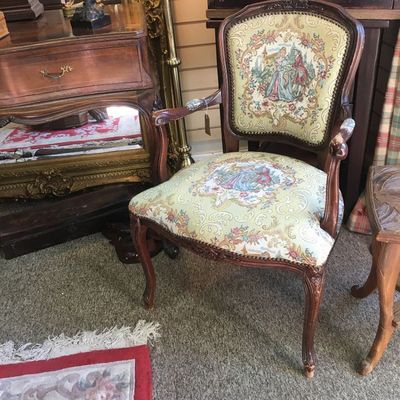 Louis XV Courting Couple Tapestry Chair.