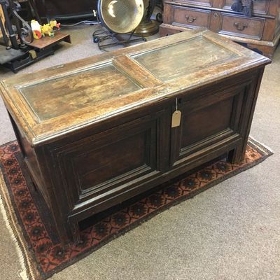 18th Century Oak Coffer with original Staple hinges