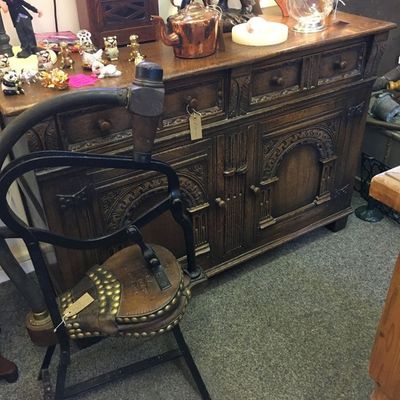 Heavily Carved Vintage Solid Oak sideboard