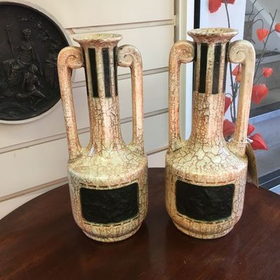 1930's Vintage Ditmar Urbach/ Chech/ Art Deco Alienware pair of pottery Vases