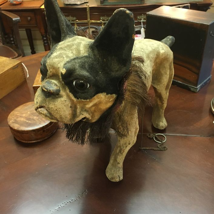 Antique 1890 French Bulldog Toy, By Roulette De Comp French toy maker