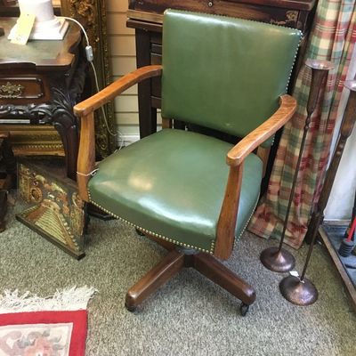 1930's Leather swivel chair