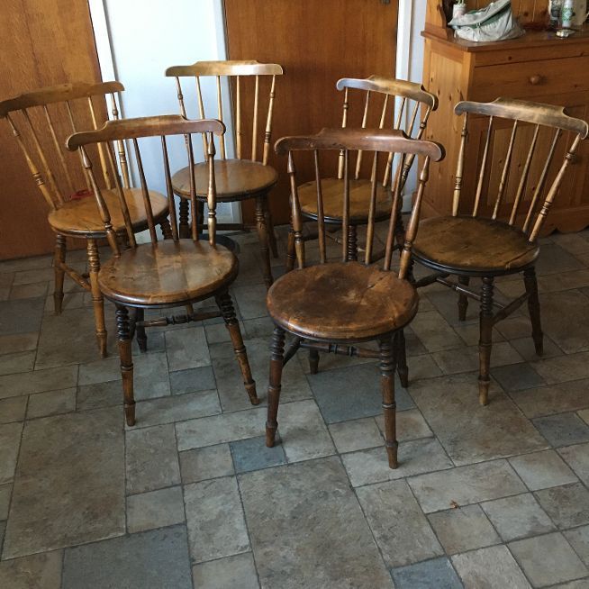 Antique Set of Six Penny Chairs