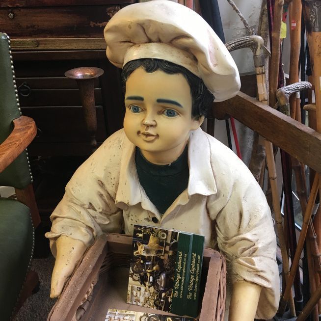 Vintage Baker boy patisserie display from France