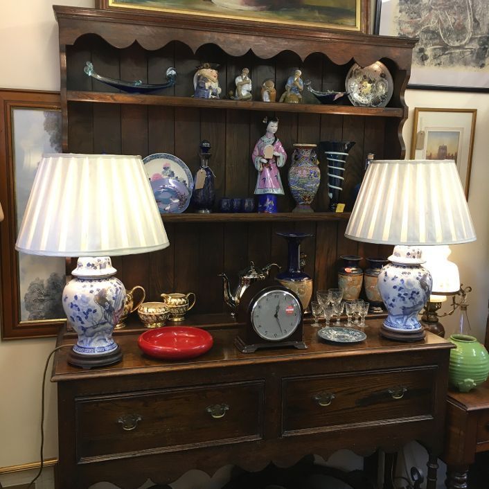 Pair of Original Antique Ginger Jar Porcelain Lamps. Chinese or Japanese design