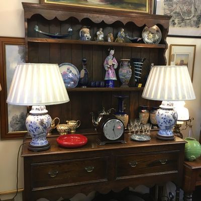 Pair of Original Antique Ginger Jar Porcelain Lamps. Chinese or Japanese design