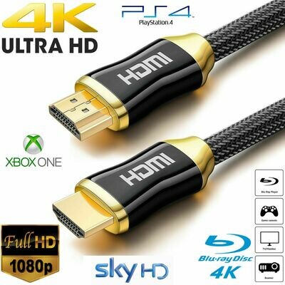 PREMIUM 4K HDMI CABLE 2.0 HIGH SPEED GOLD PLATED BRAIDED LEAD 2160P 3D HDTV UHD Free Shipping