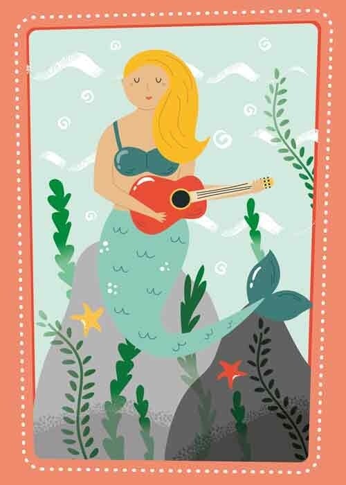 Zeemeermin met gitaar
