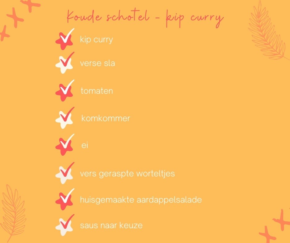 Koude schotel met kip curry