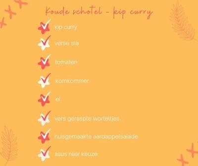 Koude schotel met kip curry