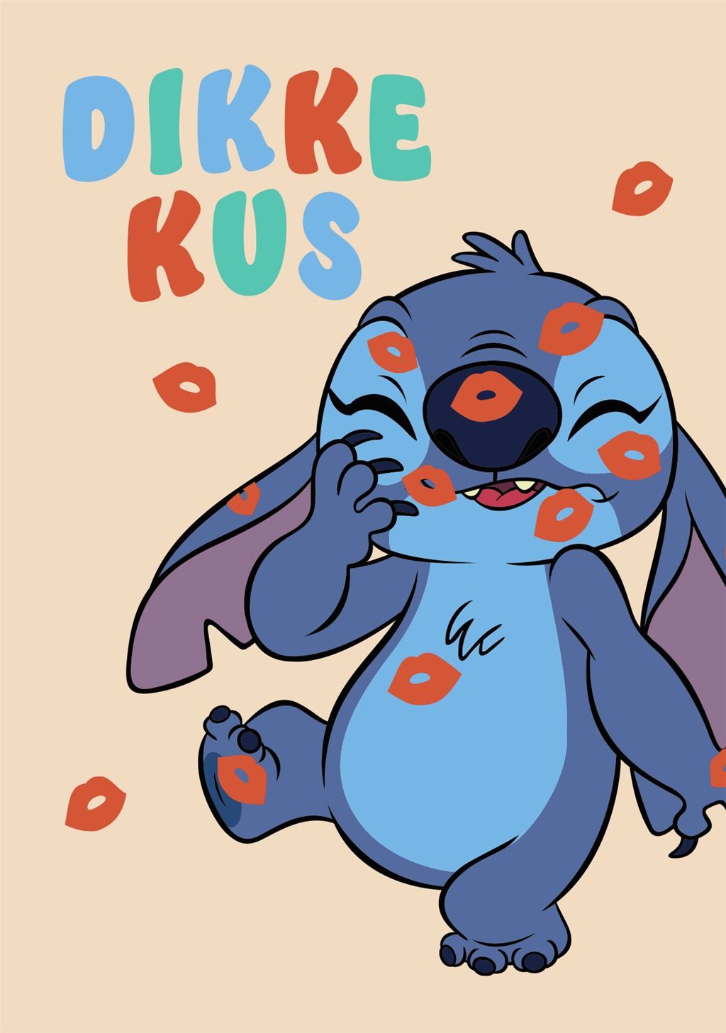 Wenskaart Stitch Dikke Kus