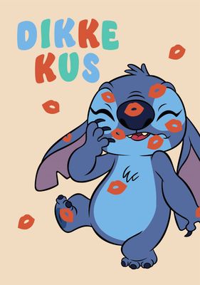 Wenskaart Stitch Dikke Kus