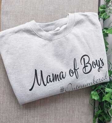 Mama of Boys # Outnumbered Sweater