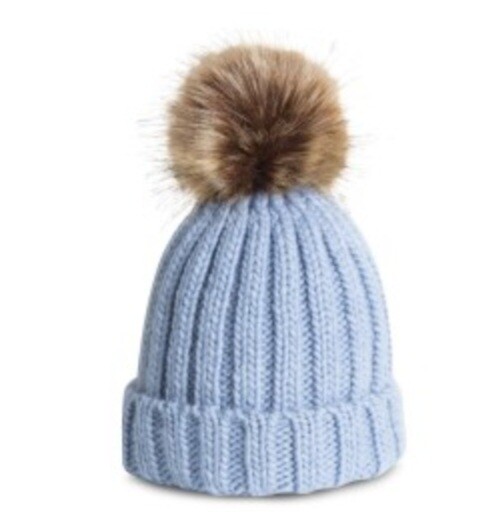 Blue Pom Pom Hat
