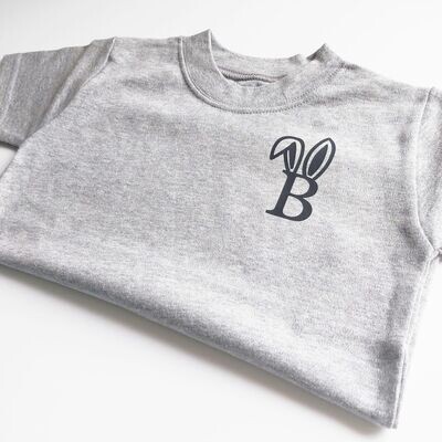 Initial Bunny Top Grey - Child's