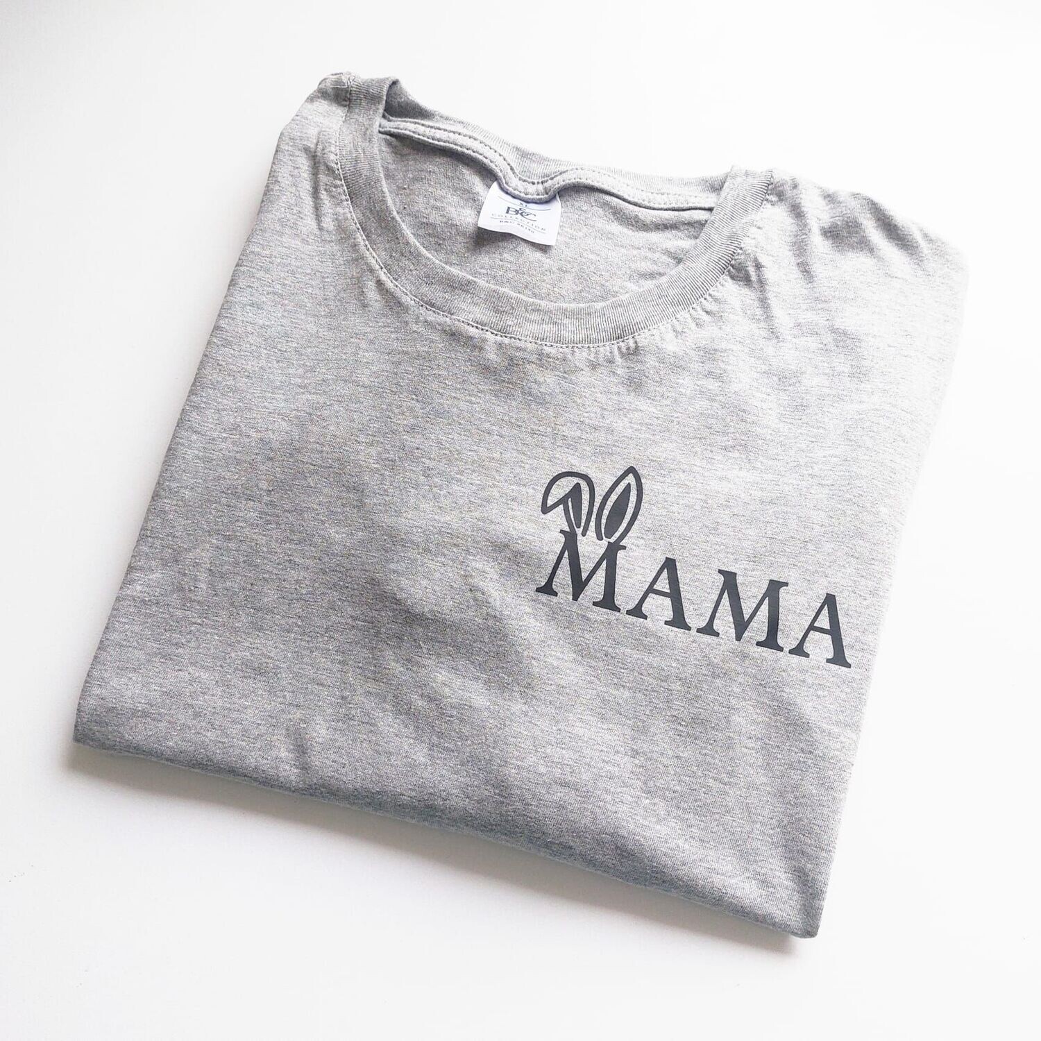 Initial Bunny Mama  Top Grey- Adult