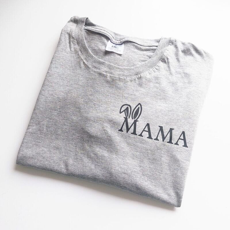 Initial Bunny Mama  Top Grey- Adult