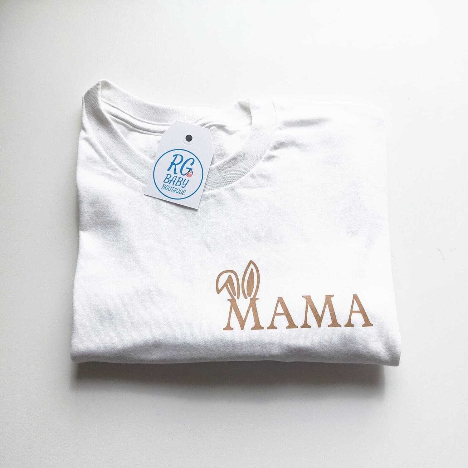 Bunny Ears Mama  Top White- Adult