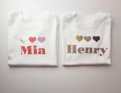 Trio of hearts top - child