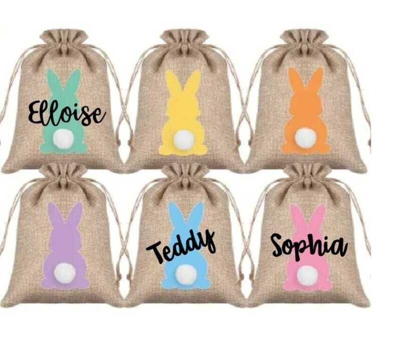 Personalised Bunny hessian Bag
