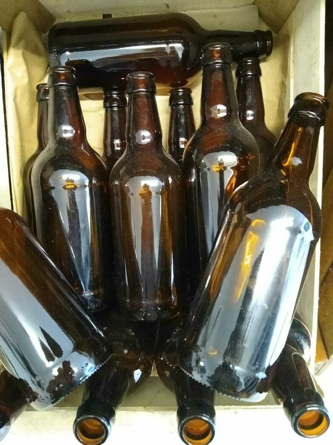 Recycled Amber Glass Beer Bottles