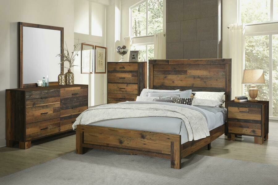 223141 Rustic Pine KIng 4Pc (Bed,Dr,Mr,Ns)