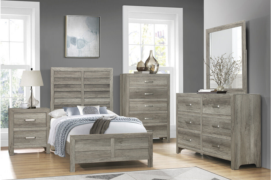 1910 Twin Grey 3Pc Set (Bed,Dr,Ns)