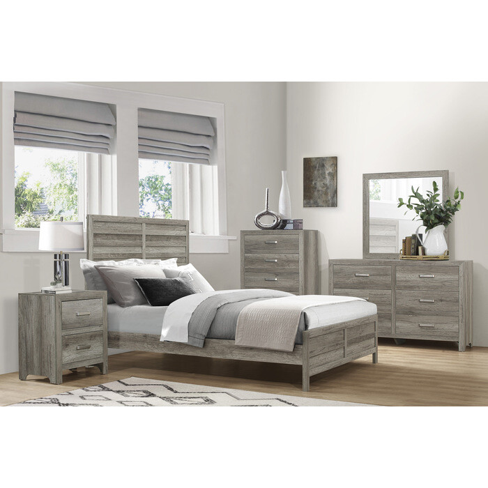 1910 King Grey 4Pc Set (Bed,Dr,Ns)