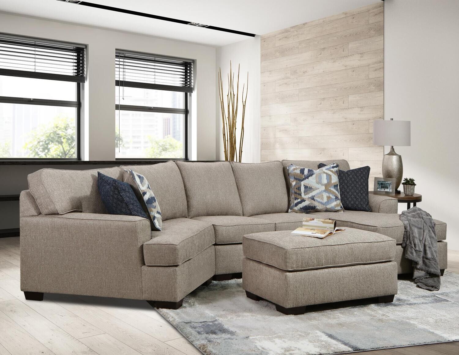 2123 Lane 2PC Sectional (sofa w Chaise + Wedge) Ottoman Not Included