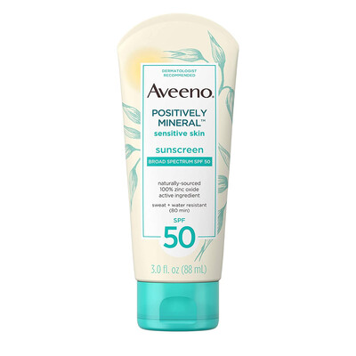 Aveeno Positively Mineral Sensitive Skin Daily Sunscreen Lotion with SPF 50 3 fl oz (T)