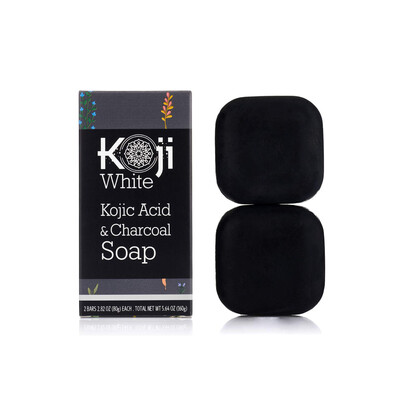 White Kojic Acid & Charcoal Black Soap (2.82 oz / 2 Bars) (T)