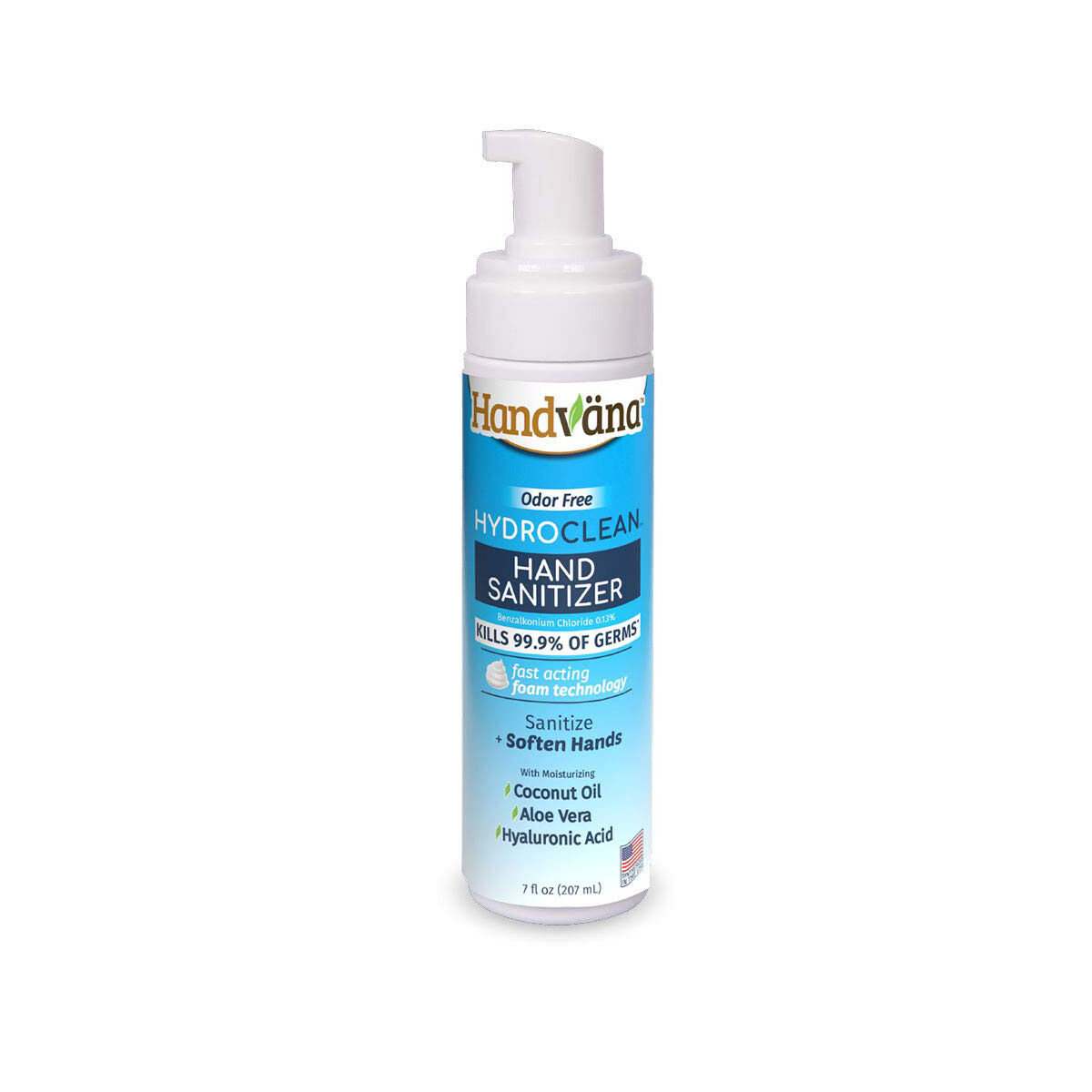 Handvana HydroClean Foam Hand Sanitizer with Coconut Oil, Aloe Vera, & Hyaluronic Acid (T)