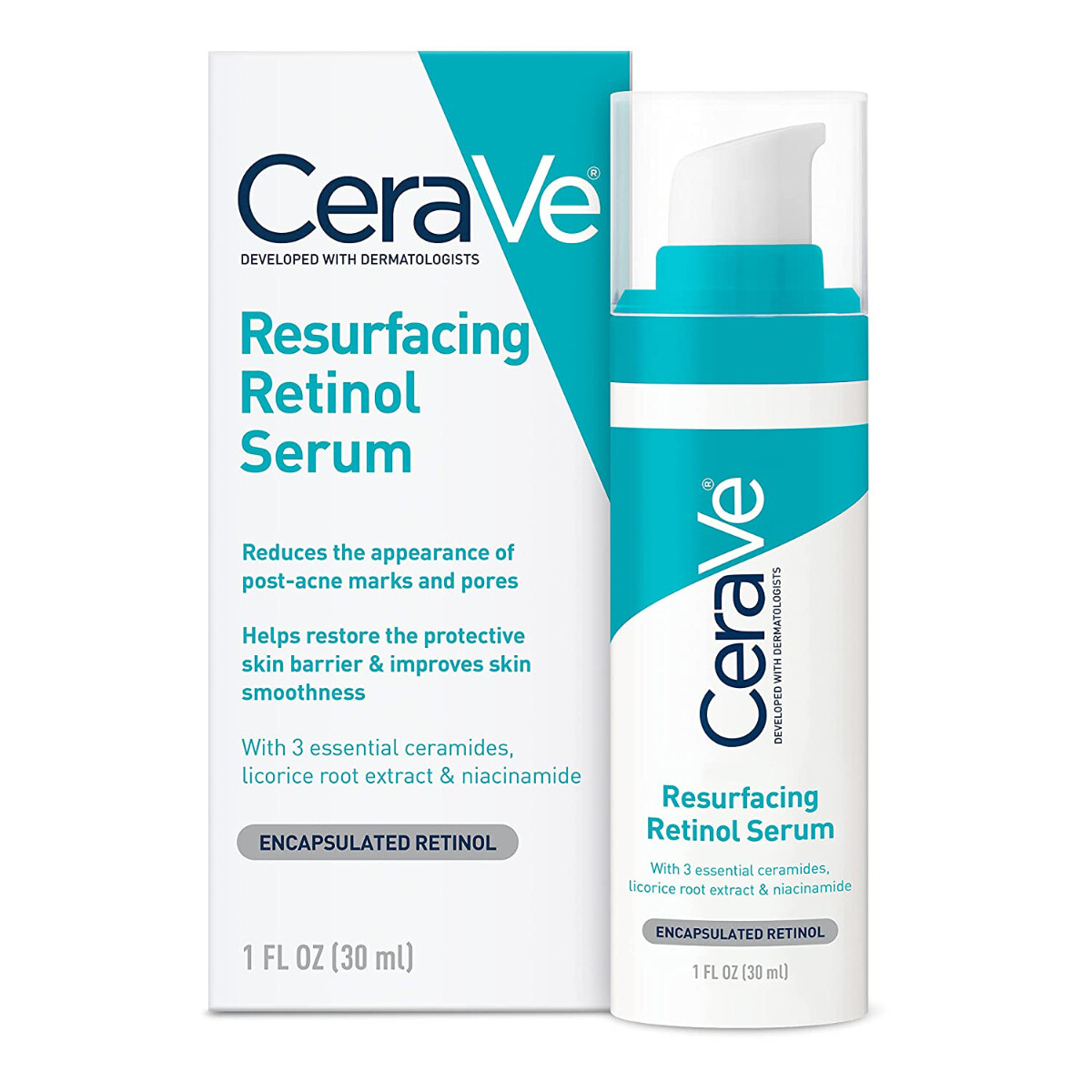 CeraVe Retinol Serum for Post-Acne Marks and Skin Texture (1 oz)