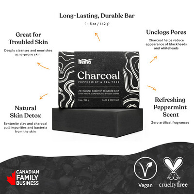 Keika Charcoal Black Soap Bar for Acne + Eczema (men and women)