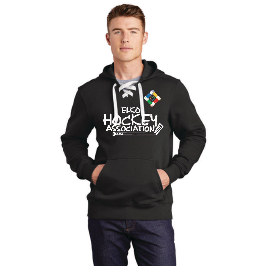 Lace Up Pullover Hooded Sweatshirt, Color: Black