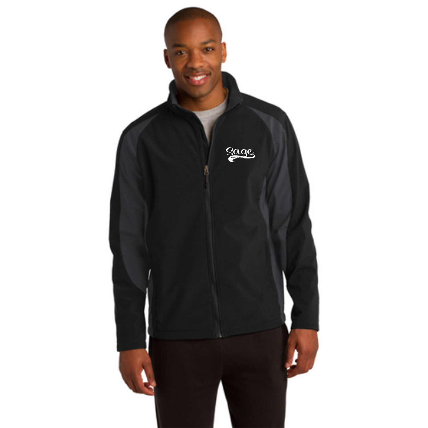 Adult Soft Shell Jacket, Shirt color: Black/Grey, Style: Mens