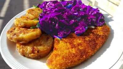 Ann-Sofie - Kalkoenschnitzel met rode kool & rösties