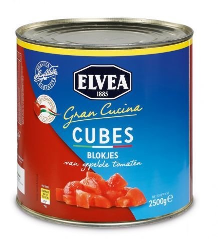 Gehakte tomaten 2,5 kg blik elvea Gehakte tomaten 2,5 kg blik elvea