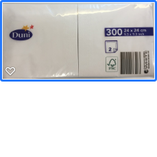 Duni servetten wit 24 x 24cm 300st 2lg Duni servetten wit 24 x 24cm 300st 2lg