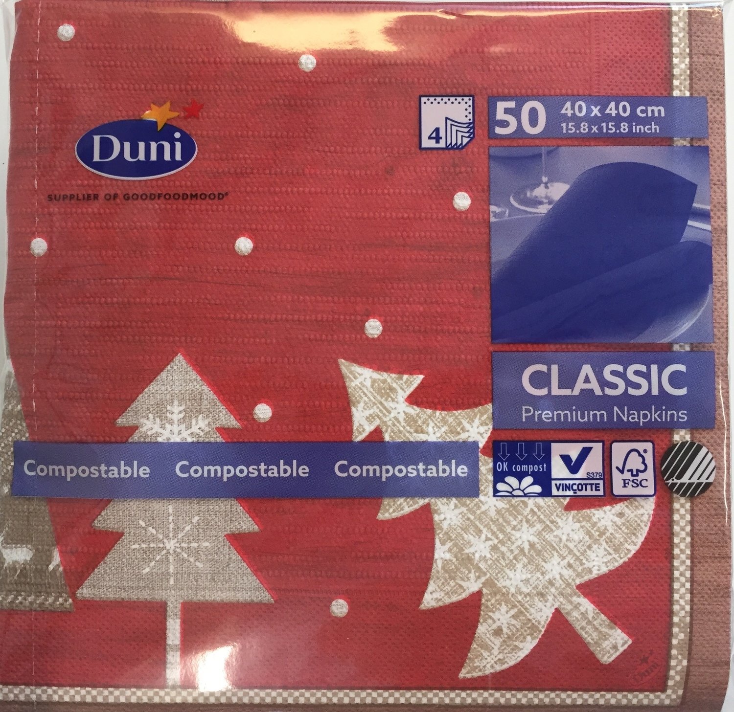 Duni servetten alps 40 x 40cm 50st 4laag Duni servetten alps 40 x 40cm 50st 4laag
