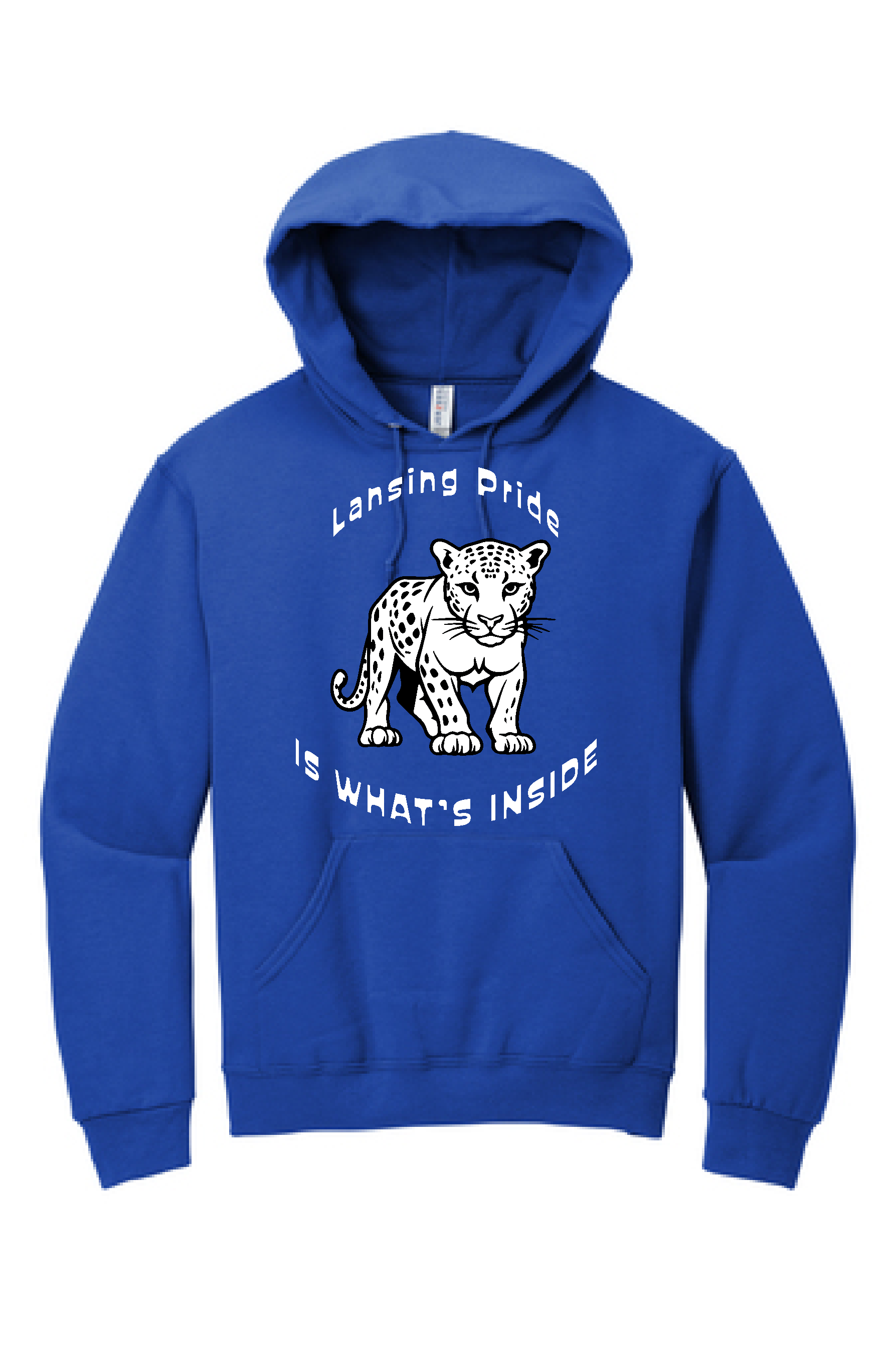 ADULT Hoodie - BLUE or WHITE - Lansing Pride Inside - LARGE LOGO
