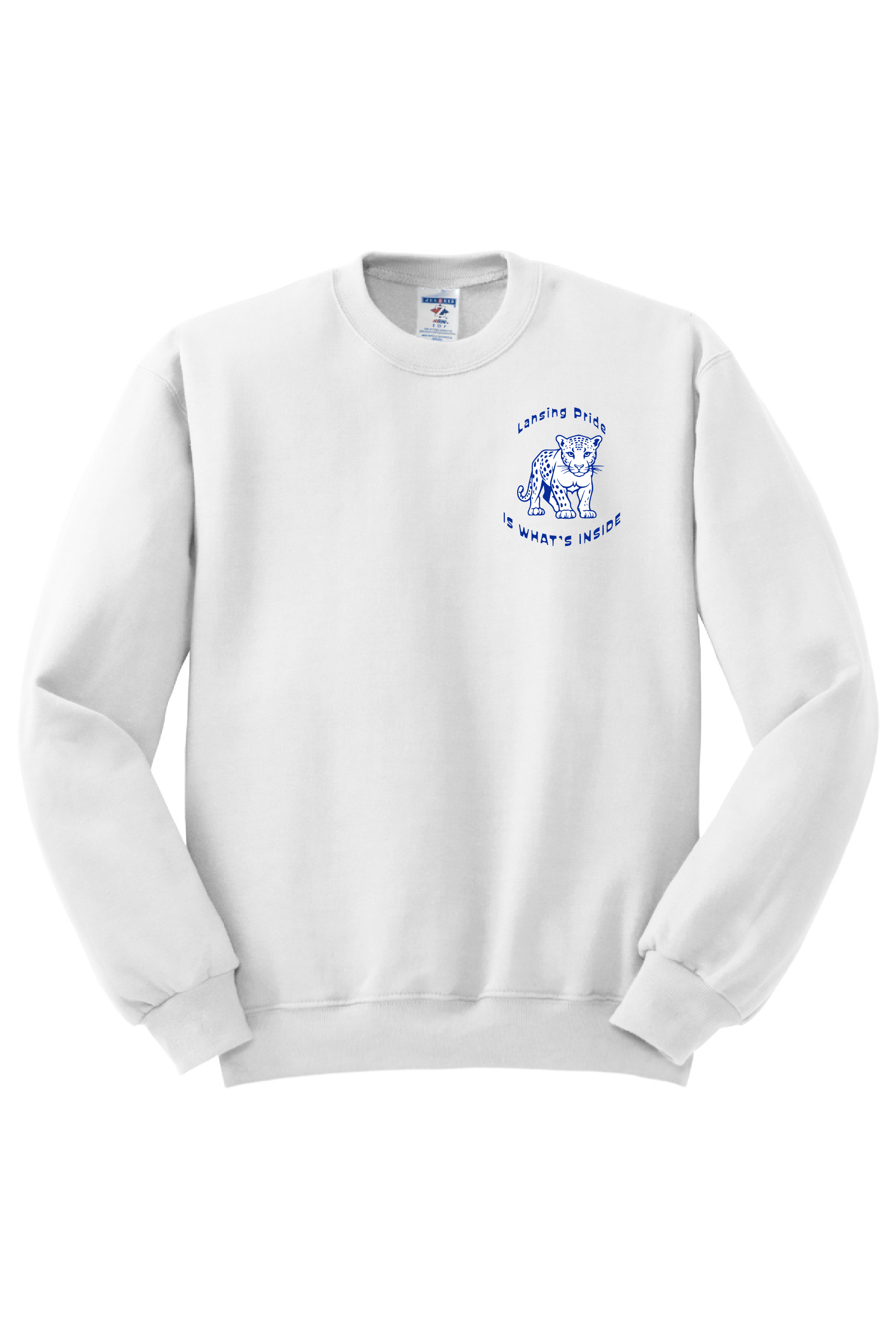 ADULT Sweatshirt - BLUE or White - Lansing Pride Inside - SMALL LOGO